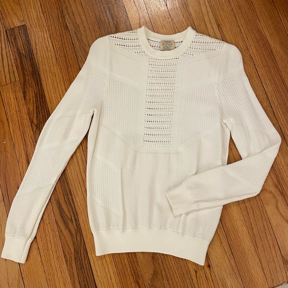 Torn by Ronny Kobo Crochet White Top